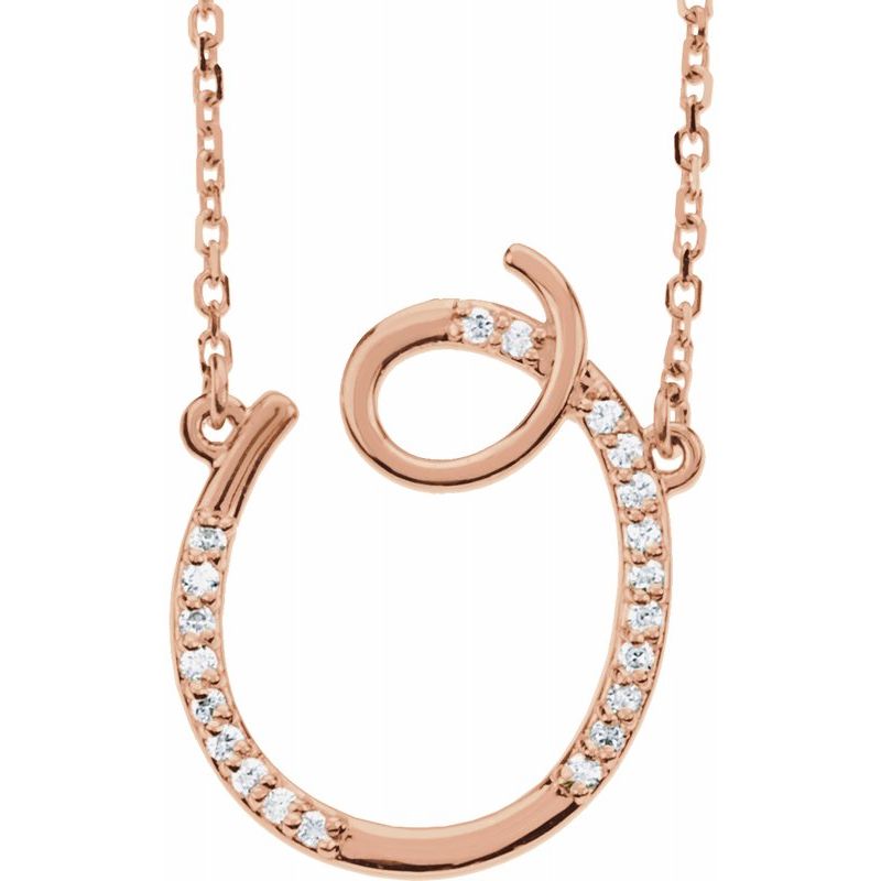 14K Gold Diamond Initial 16" Necklace