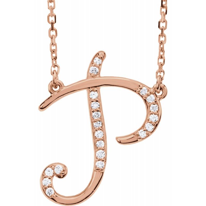 14K Gold Diamond Initial 16" Necklace