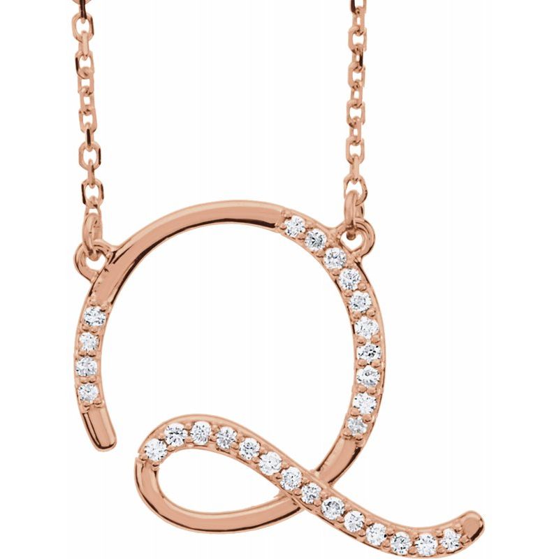 14K Gold Diamond Initial 16" Necklace