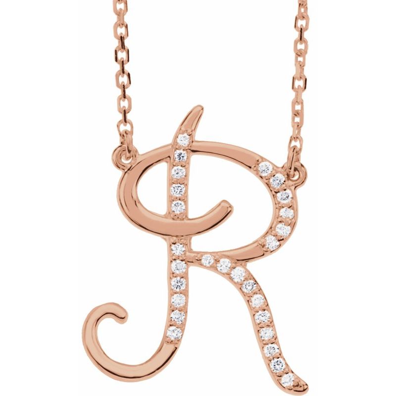 14K Gold Diamond Initial 16" Necklace