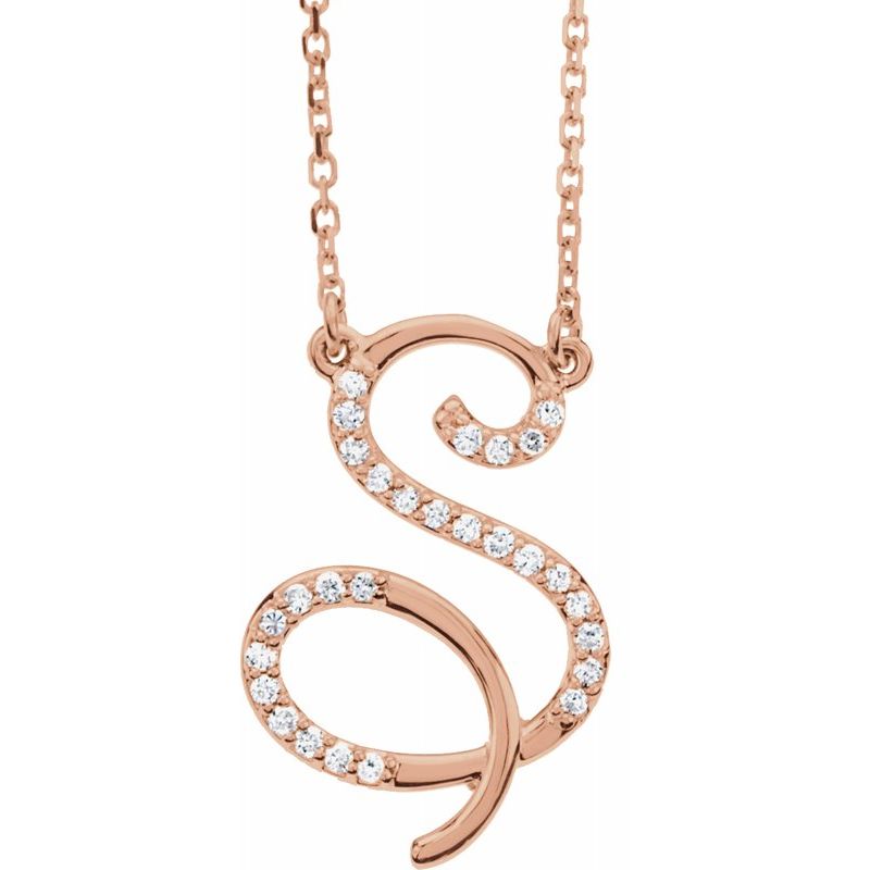 14K Gold Diamond Initial 16" Necklace