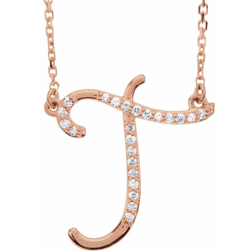 14K Gold Diamond Initial 16" Necklace