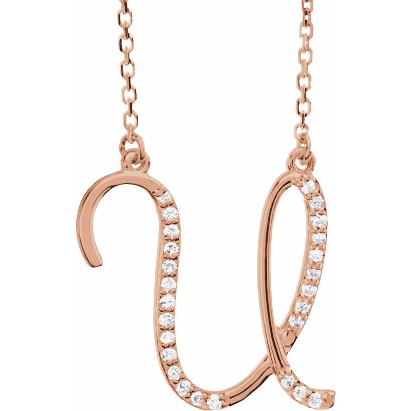 14K Gold Diamond Initial 16" Necklace