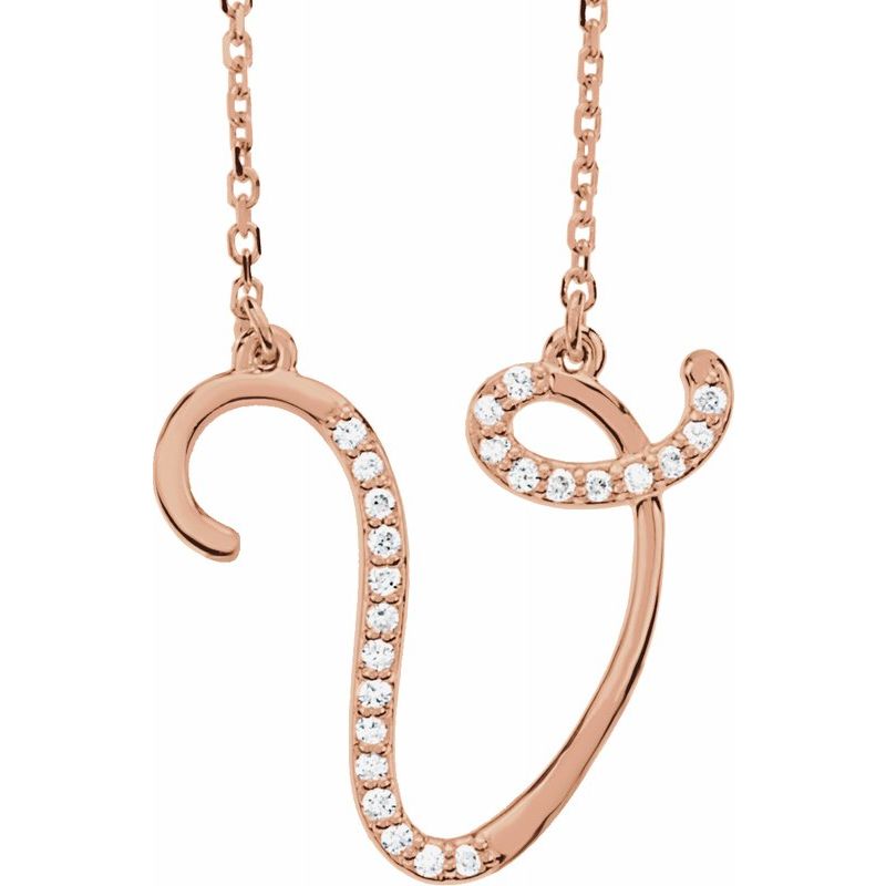 14K Gold Diamond Initial 16" Necklace