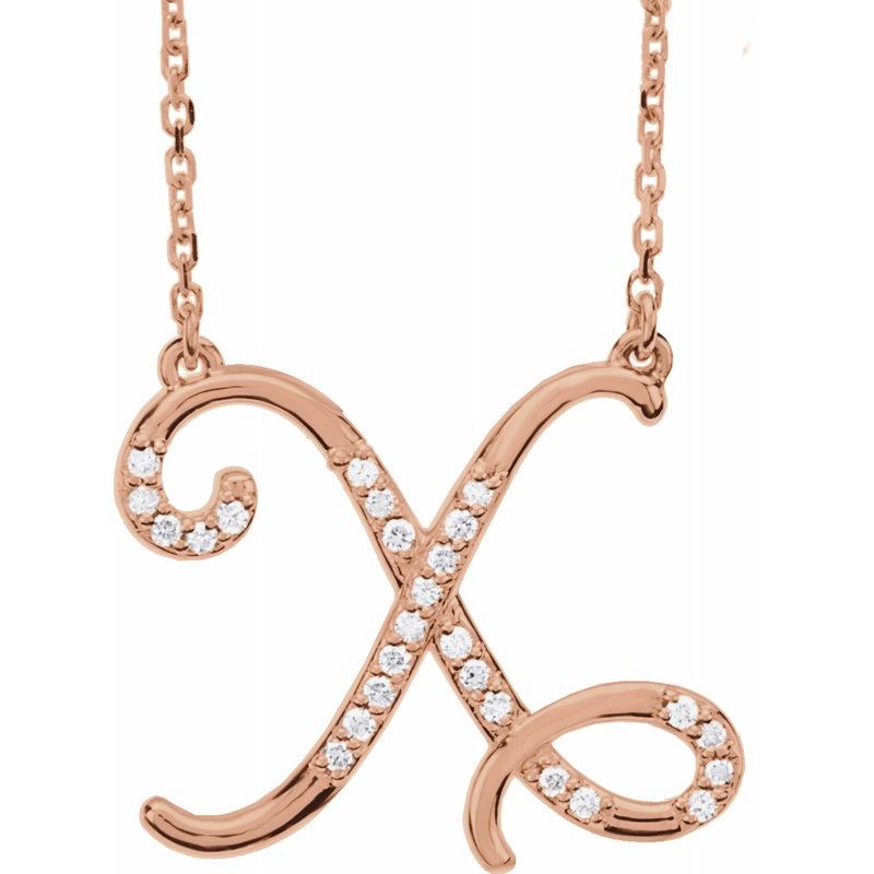 14K Gold Diamond Initial 16" Necklace