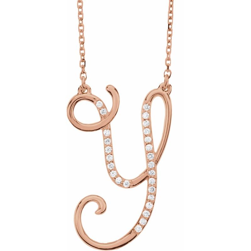 14K Gold Diamond Initial 16" Necklace