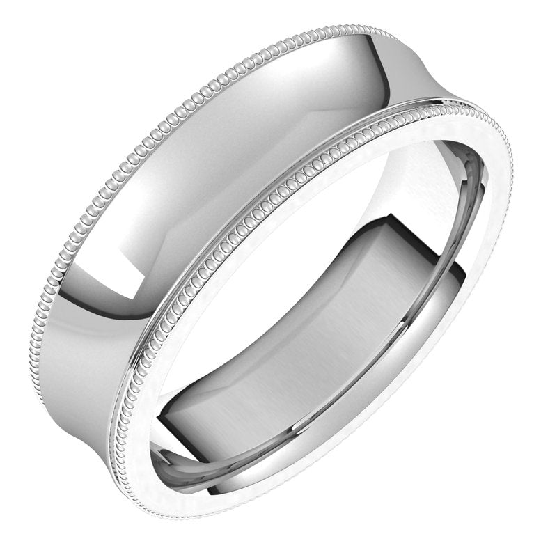 14K Gold Standard Milgrain Comfort Fit Concave Men Band