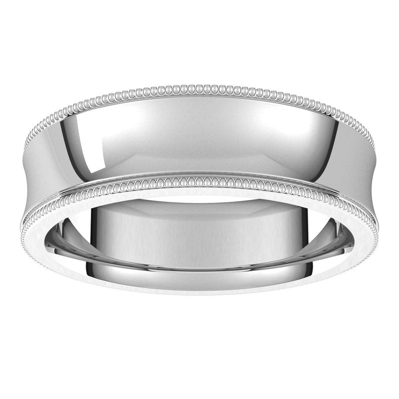 14K Gold Standard Milgrain Comfort Fit Concave Men Band