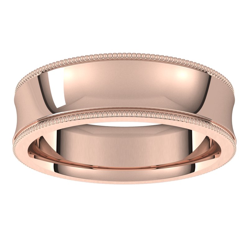 14K Gold Standard Milgrain Comfort Fit Concave Men Band