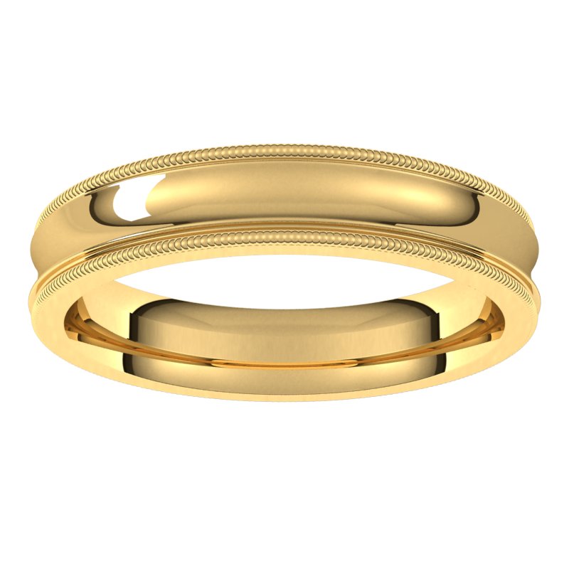 14K Gold Standard Milgrain Comfort Fit Concave Men Band