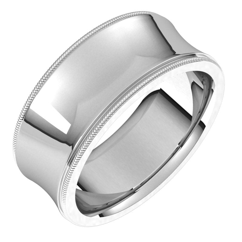14K Gold Standard Milgrain Comfort Fit Concave Men Band