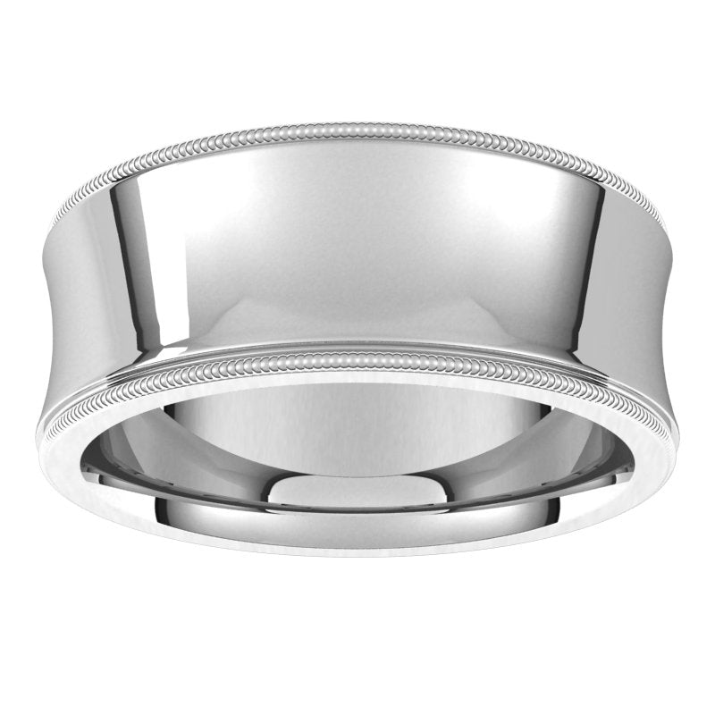 14K Gold Standard Milgrain Comfort Fit Concave Men Band