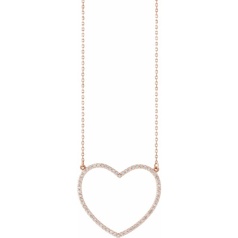 14K Gold Diamond Heart 16" Necklace