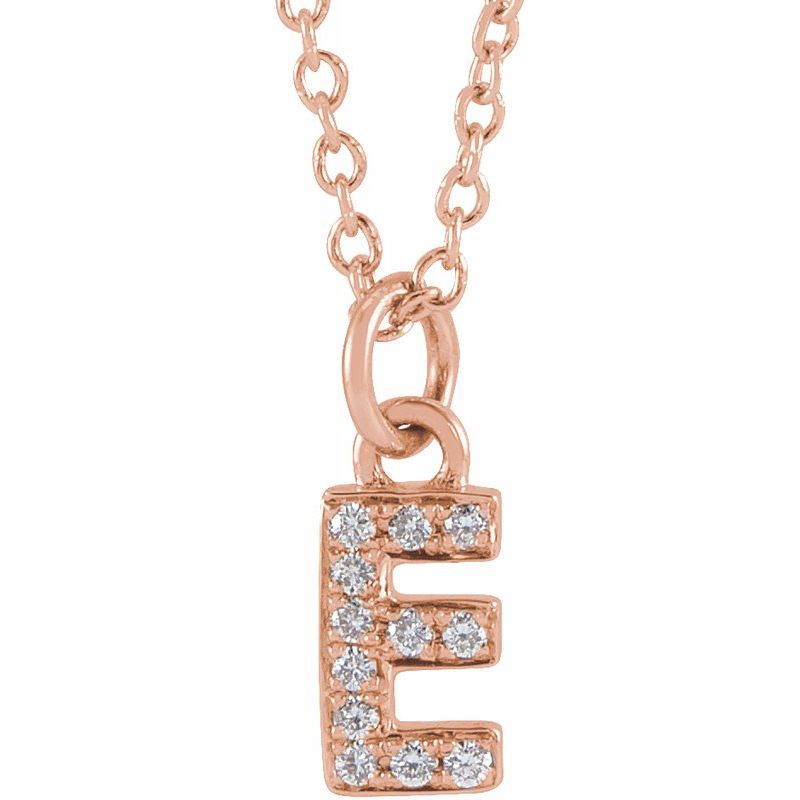 14K Gold Diamond Initial Necklace