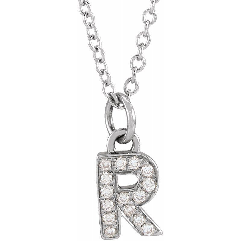 14K Gold Diamond Initial Necklace