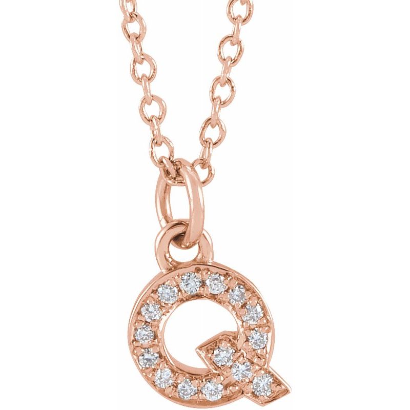 14K Gold Diamond Initial Necklace