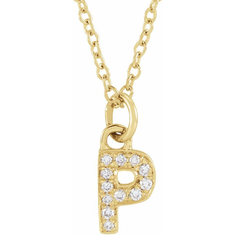 14K Gold Diamond Initial Necklace