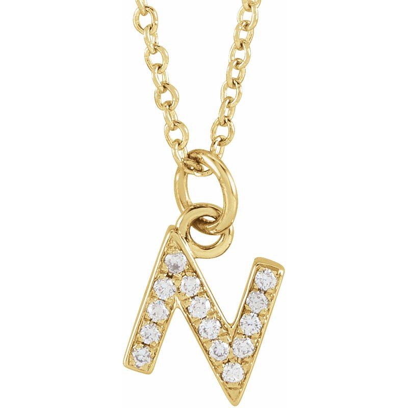 14K Gold Diamond Initial Necklace