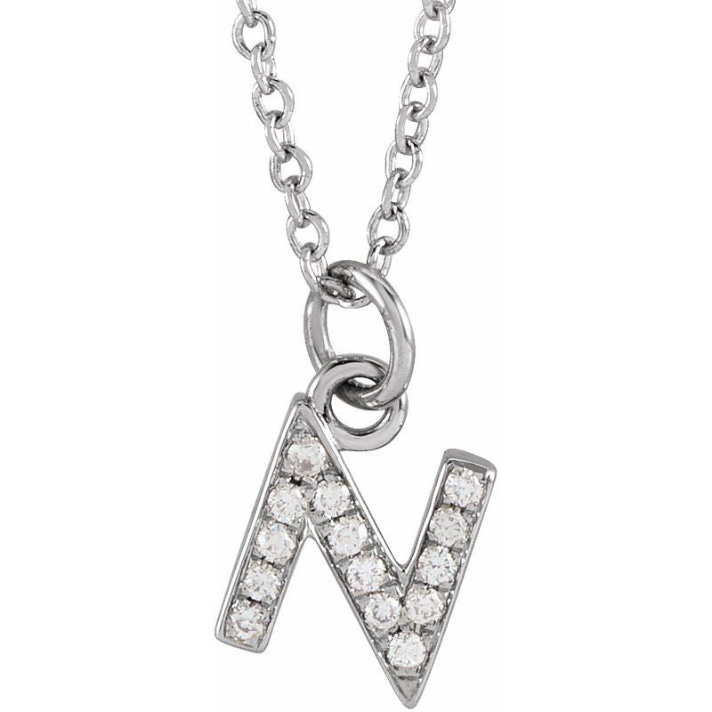14K Gold Diamond Initial Necklace