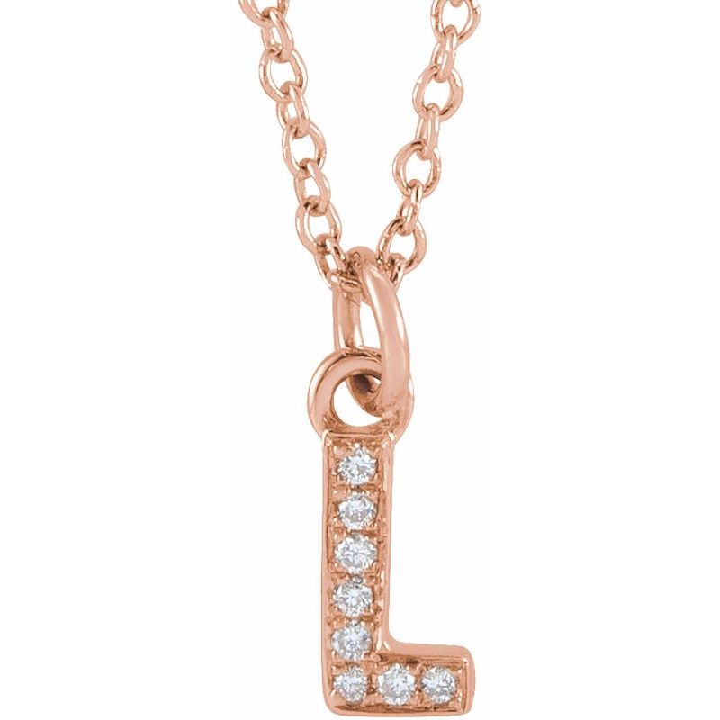 14K Gold Diamond Initial Necklace