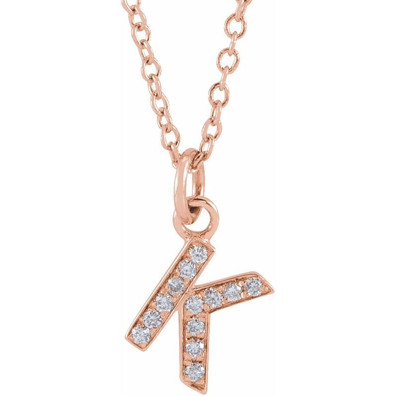 14K Gold Diamond Initial Necklace
