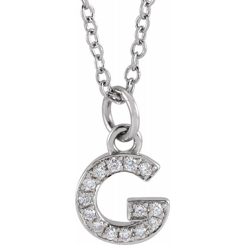 14K Gold Diamond Initial Necklace