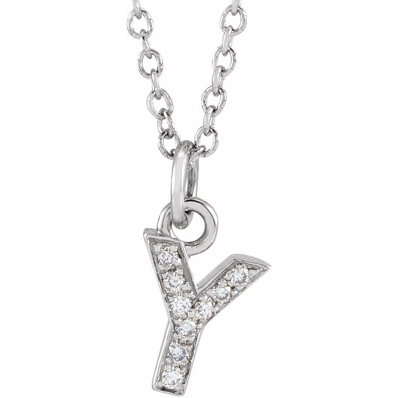 14K Gold Diamond Initial Necklace