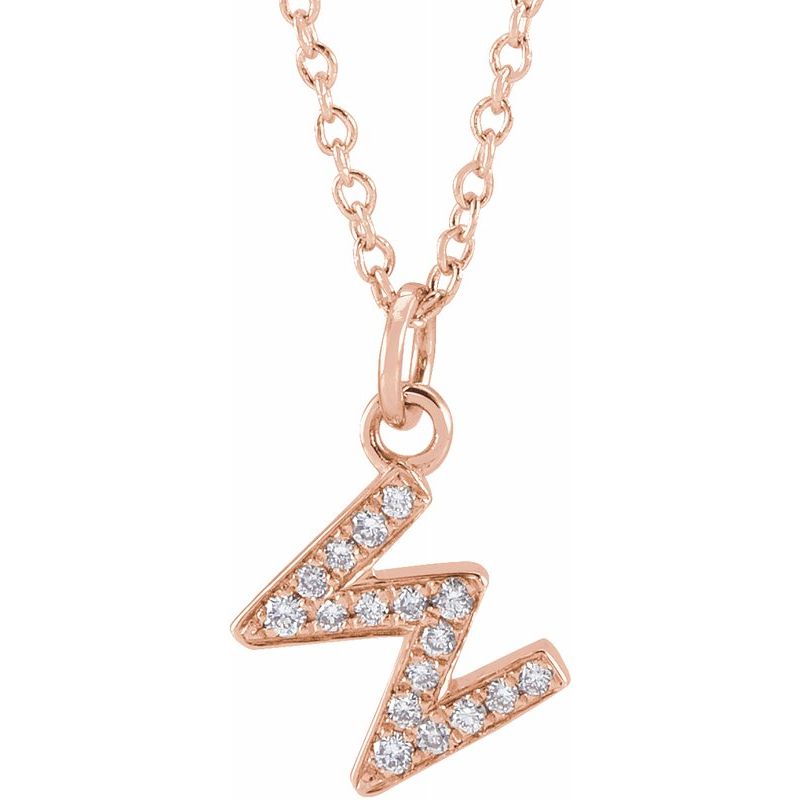 14K Gold Diamond Initial Necklace