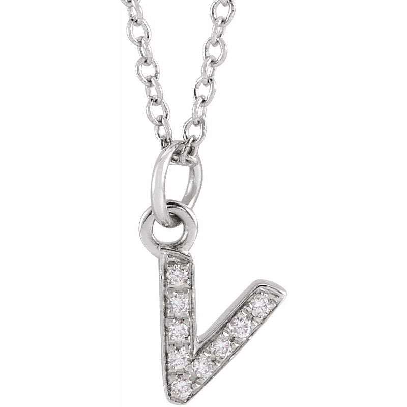 14K Gold Diamond Initial Necklace