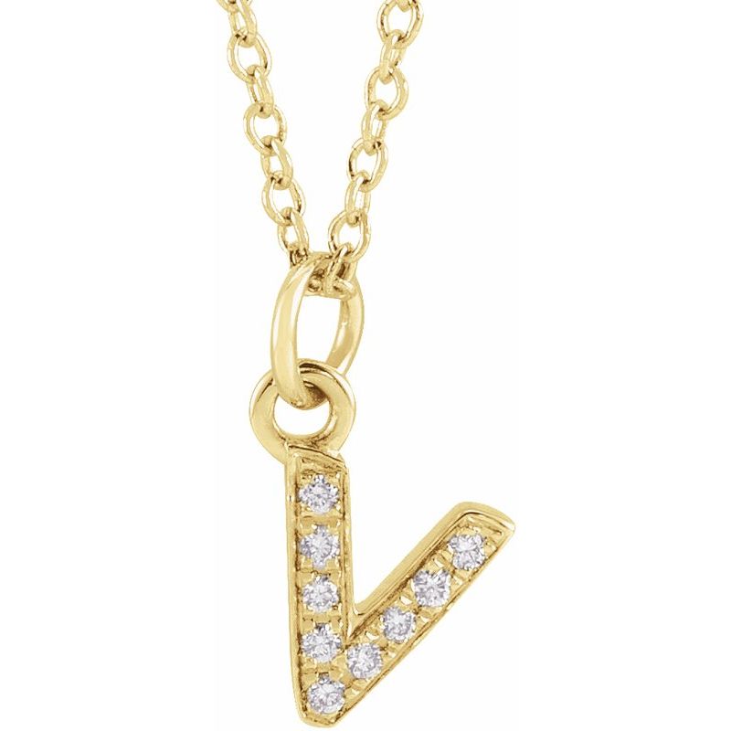 14K Gold Diamond Initial Necklace