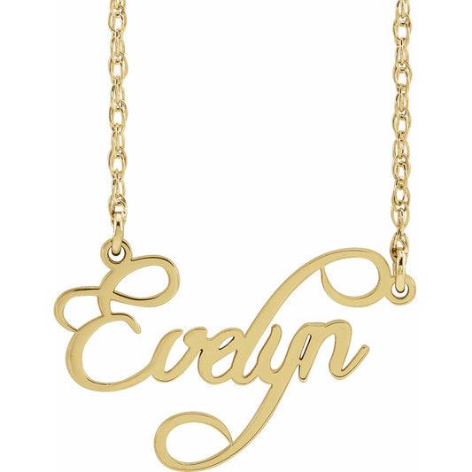 14K Gold Script Nameplate Necklace