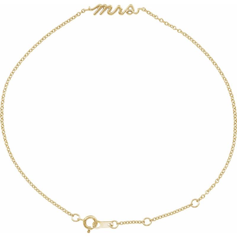 14K Gold Dainty Script Bracelet