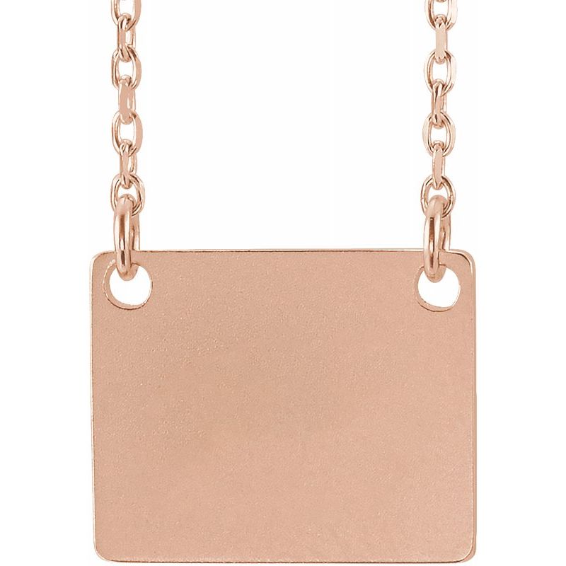 14K Gold Engravable Geometric Square Initial Necklace