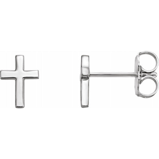 14K Gold 10 mm Cross Earrings