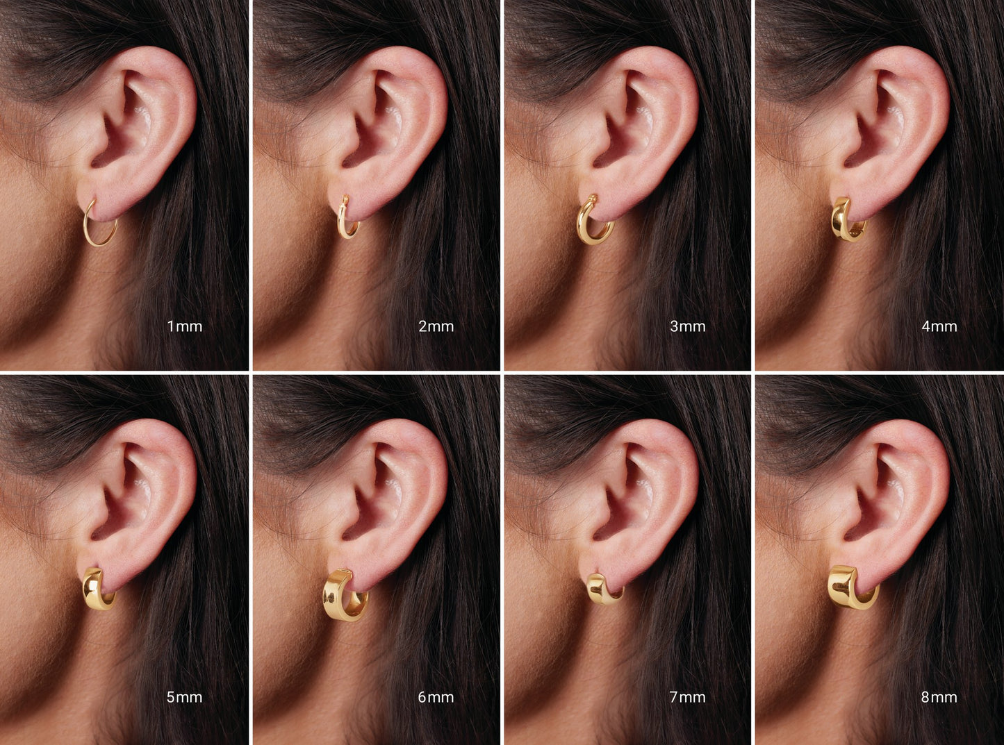 14K Yellow Gold  Round Tube Hoop Earrings