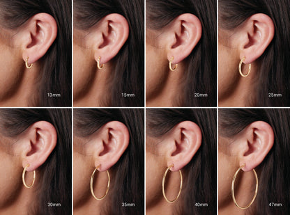 14K Yellow Gold  Round Tube Hoop Earrings