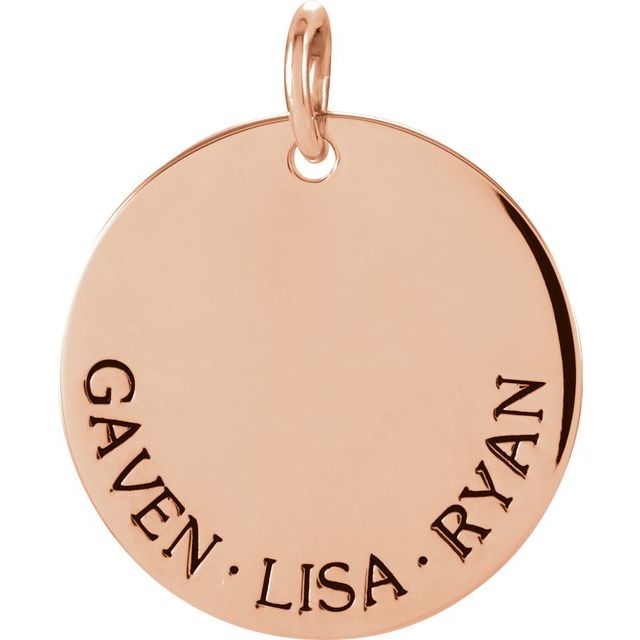 14K Gold Engravable Extra Large Disc 3-Name Pendant