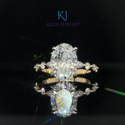 Oval Diamond Bubble Band Engagement Ring