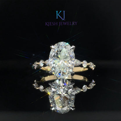 Oval Diamond Bubble Band Engagement Ring