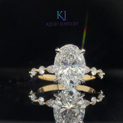 Oval Diamond Bubble Band Engagement Ring