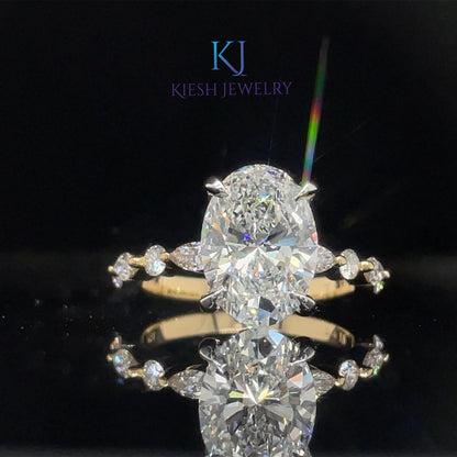 Oval Diamond Bubble Band Engagement Ring