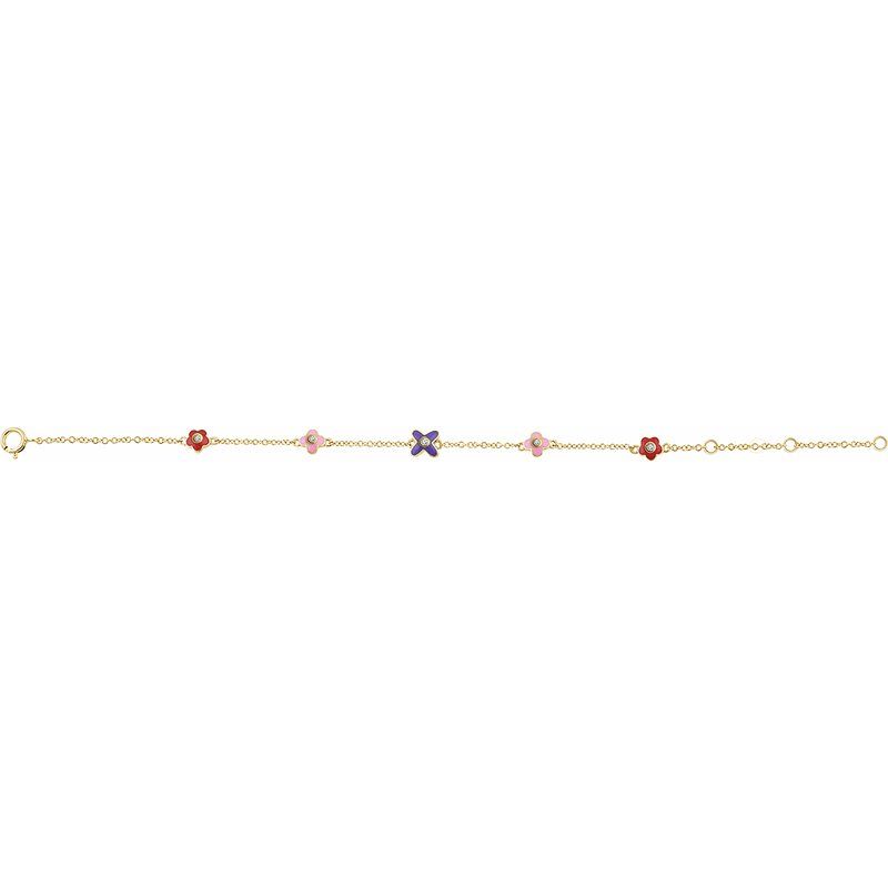 14K Yellow Gold & Diamond Flower/Heart Bracelet