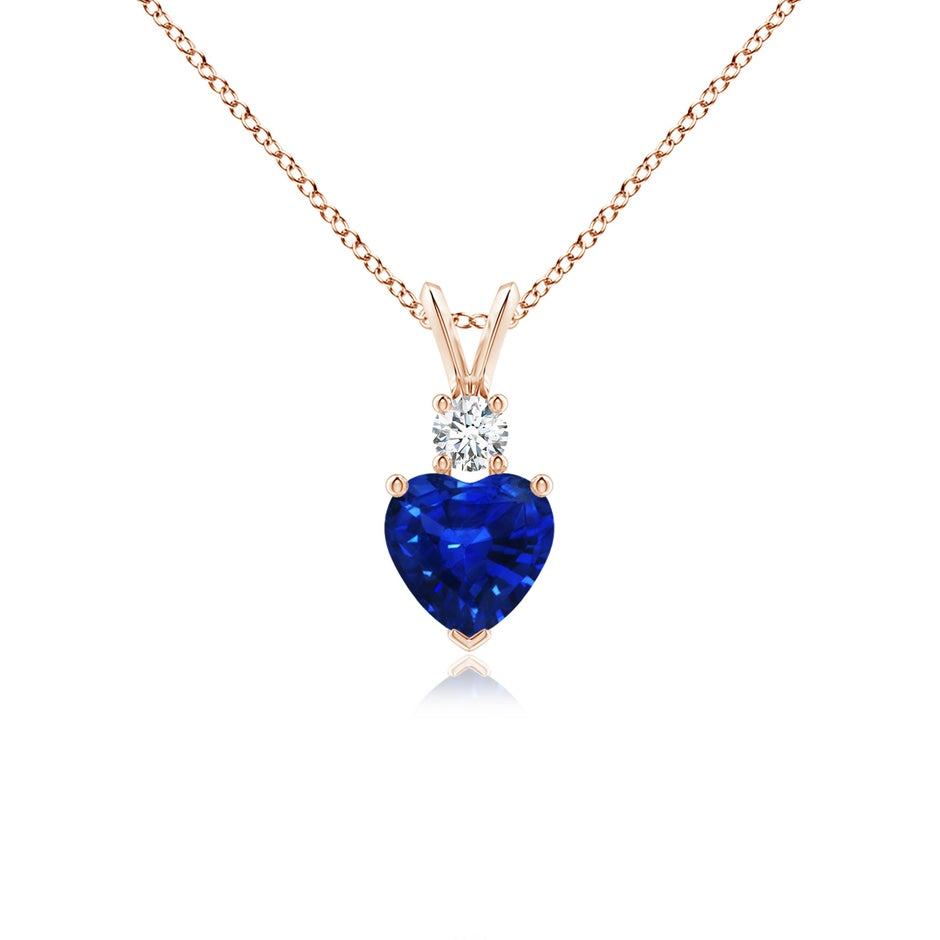 Blue Sapphire Heart Solitaire Necklace