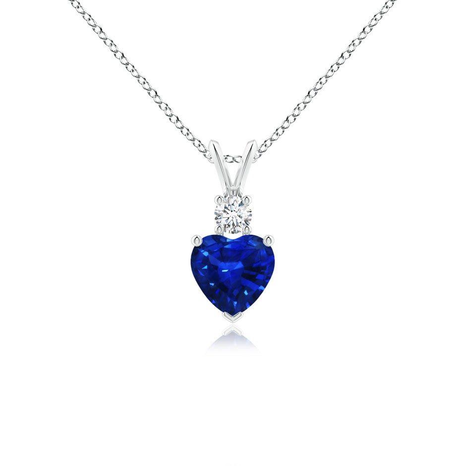 Blue Sapphire Heart Solitaire Necklace
