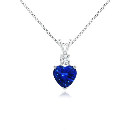 Blue Sapphire Heart Solitaire Necklace