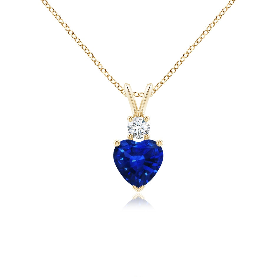 Blue Sapphire Heart Solitaire Necklace