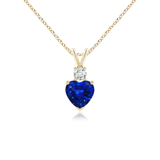 Blue Sapphire Heart Solitaire Necklace