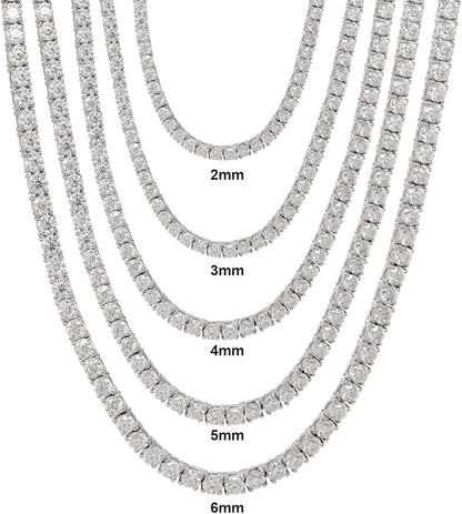 Straight Lab-Grown Diamond Tennis Necklace In 14K White Gold
