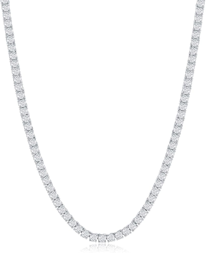 Straight Lab-Grown Diamond Tennis Necklace In 14K White Gold