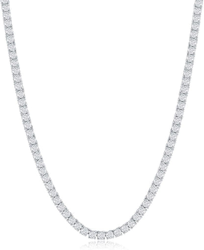 Straight Lab-Grown Diamond Tennis Necklace In 14K White Gold